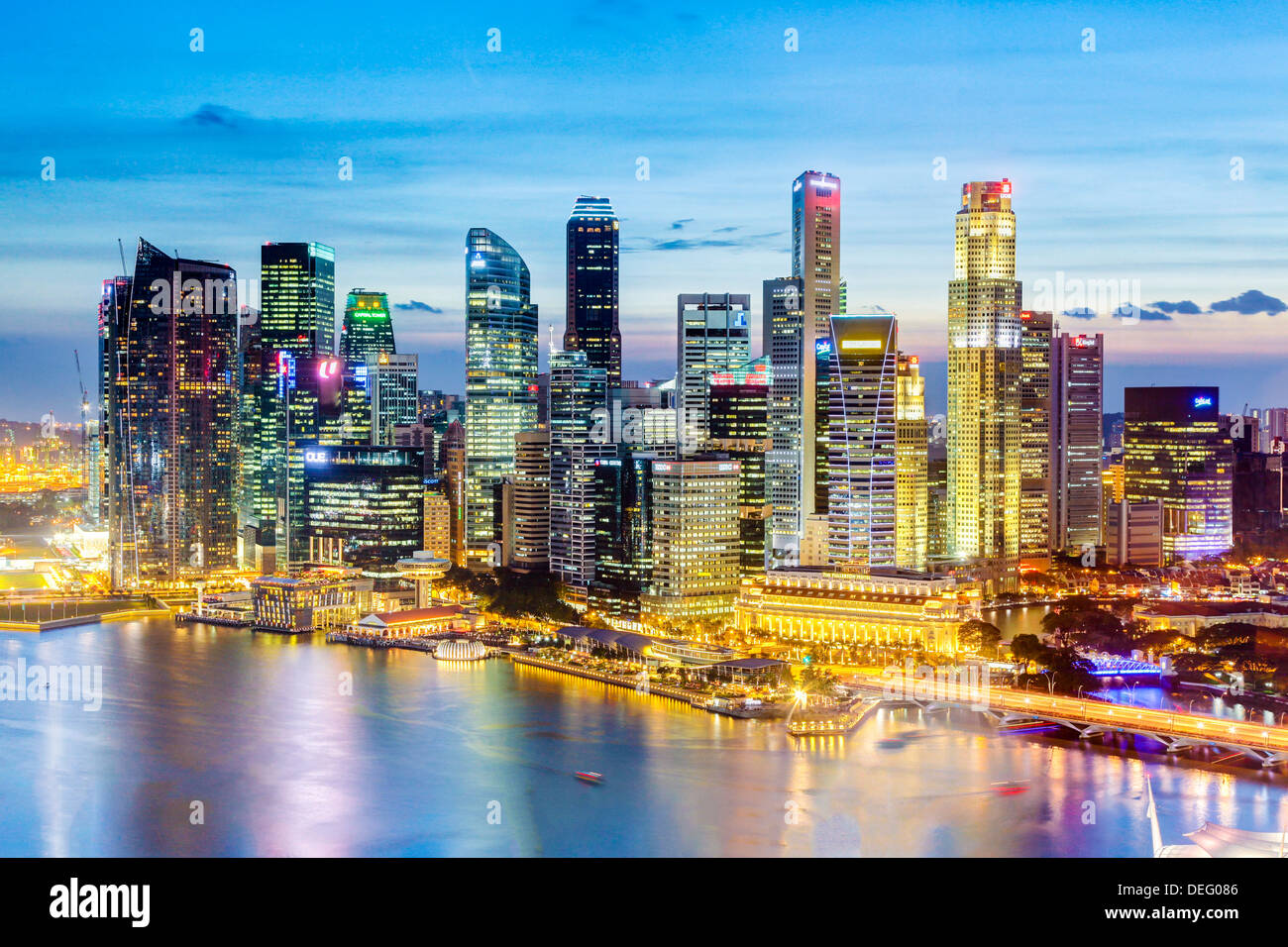 Erhöhten Blick auf Singapur City Centre und Marina Bay, Singapur, Südostasien, Asien Stockfoto