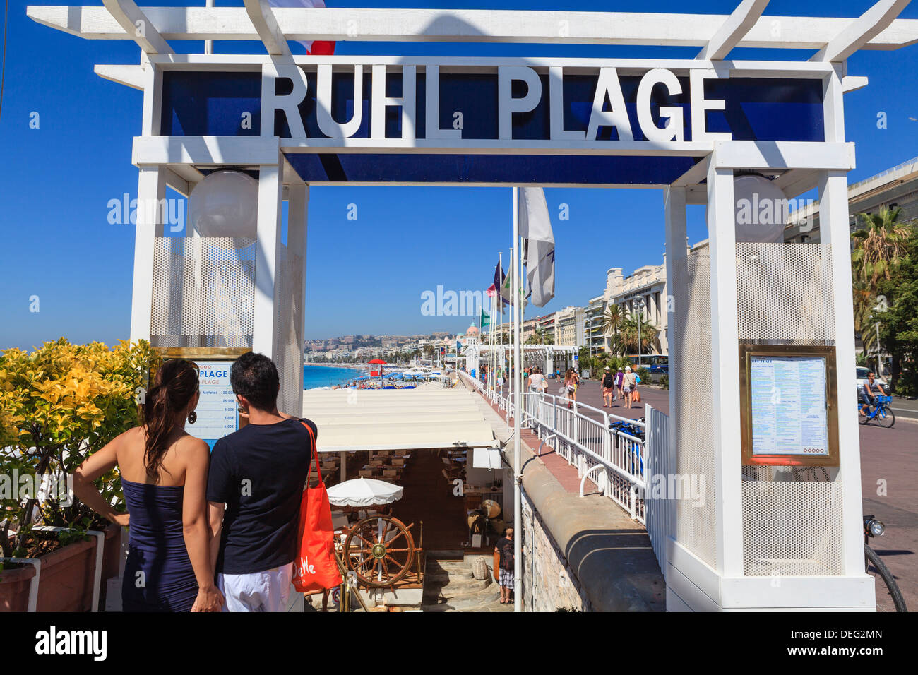 Ruhl Plage, Promenade des Anglais, Nizza, Alpes Maritimes, Provence, Cote d ' Azur, Côte d ' Azur, Frankreich, Europa Stockfoto