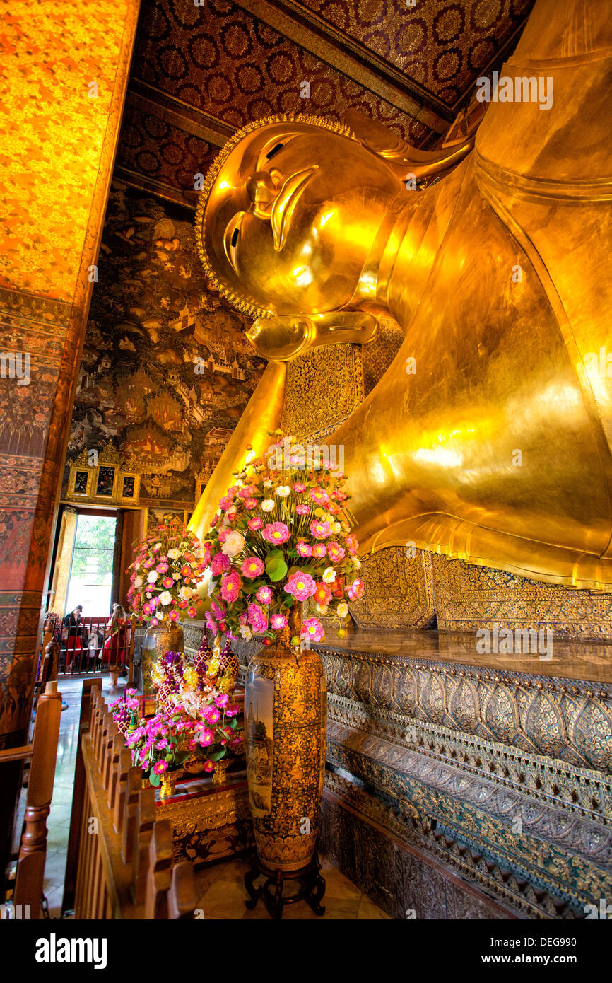 Kopf des liegenden Buddha, Wat Pho, Bangkok, Thailand, Südostasien, Asien Stockfoto