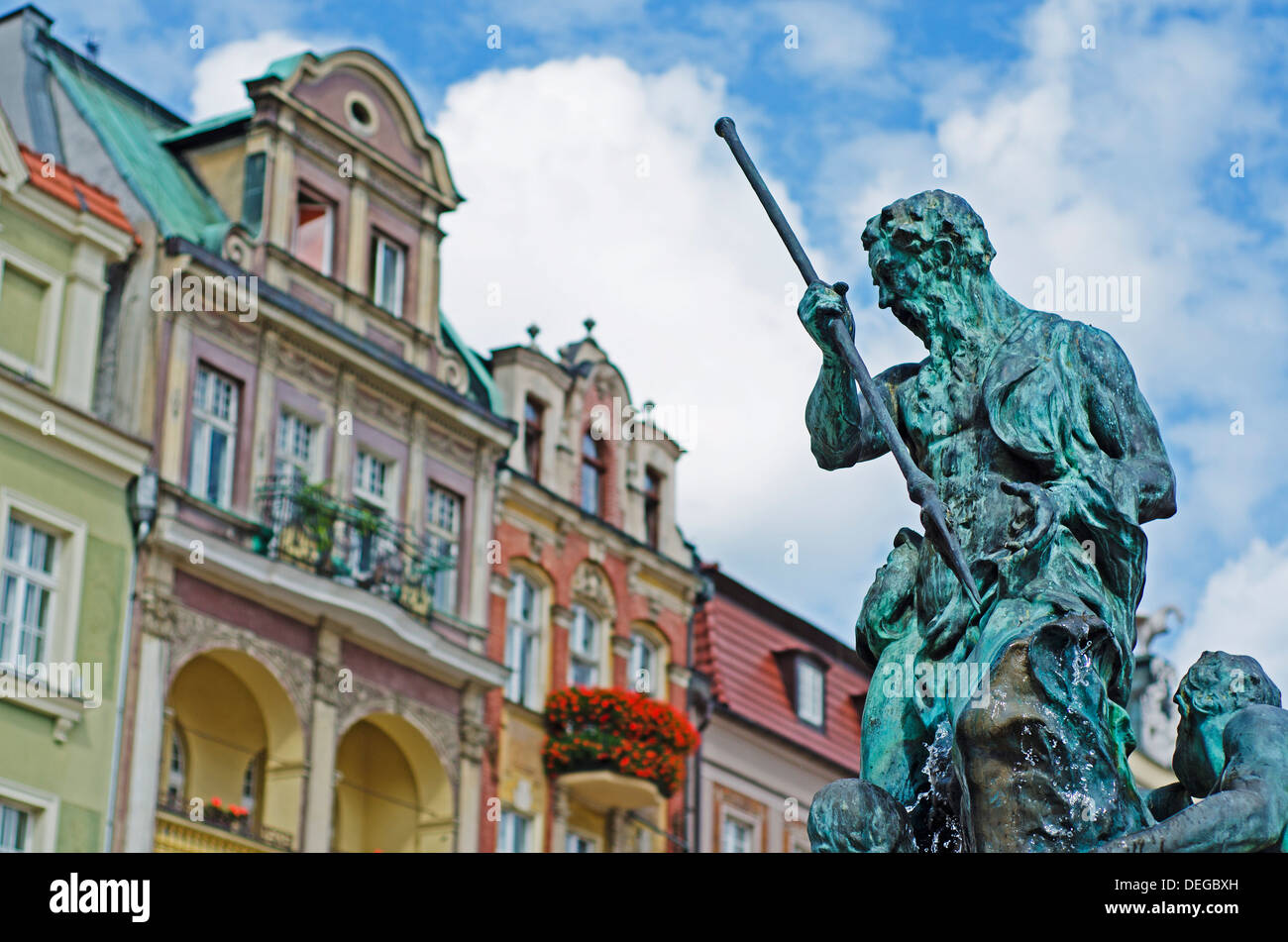 Statue von Neptun, historische Altstadt, Poznan, Polen, Europa Stockfoto