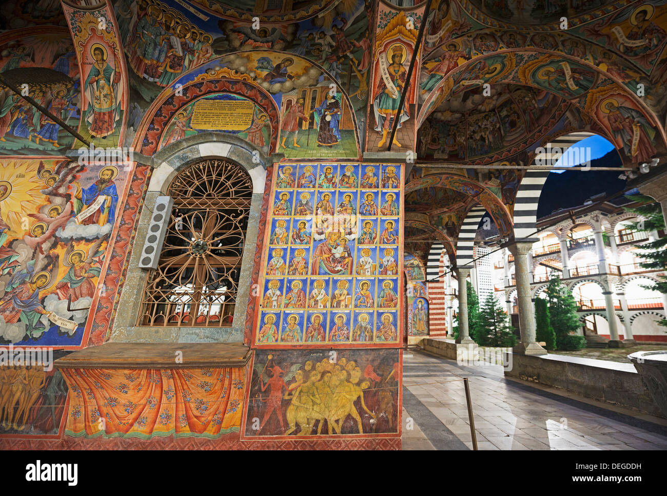 Fresken im Rila-Kloster, UNESCO World Heritage Site, Bulgarien, Europa Stockfoto