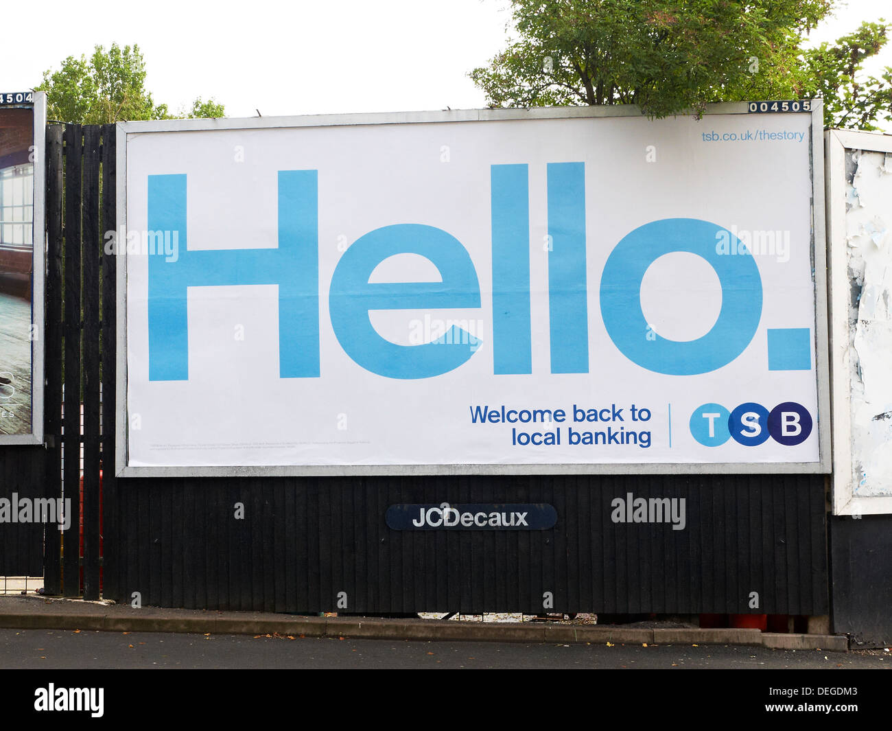 Hallo, TSB-Anzeige in Crewe-Tschezhire, Großbritannien Stockfoto