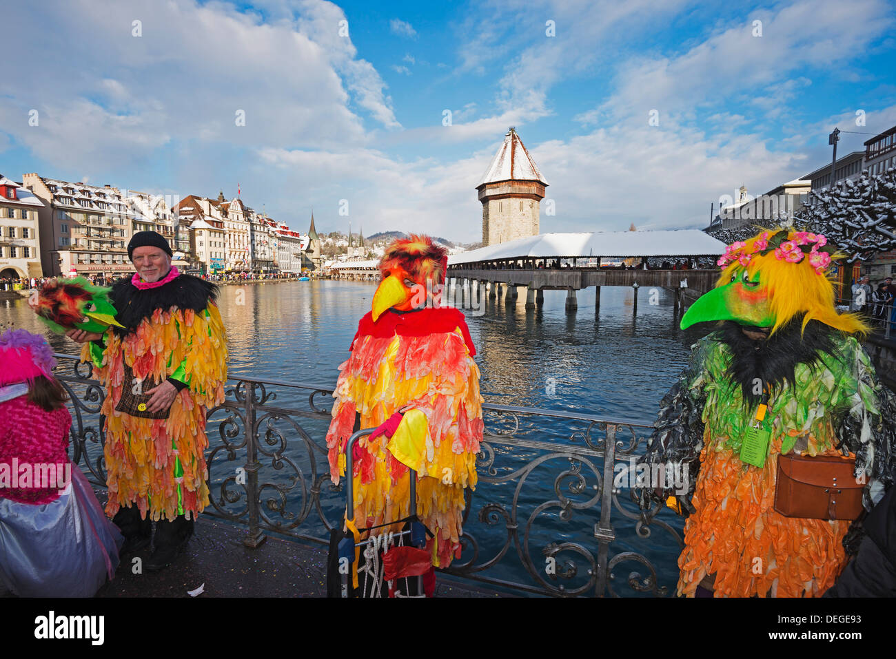 Fasnact Feder Karneval Parade, Luzern, Schweiz, Europa Stockfoto