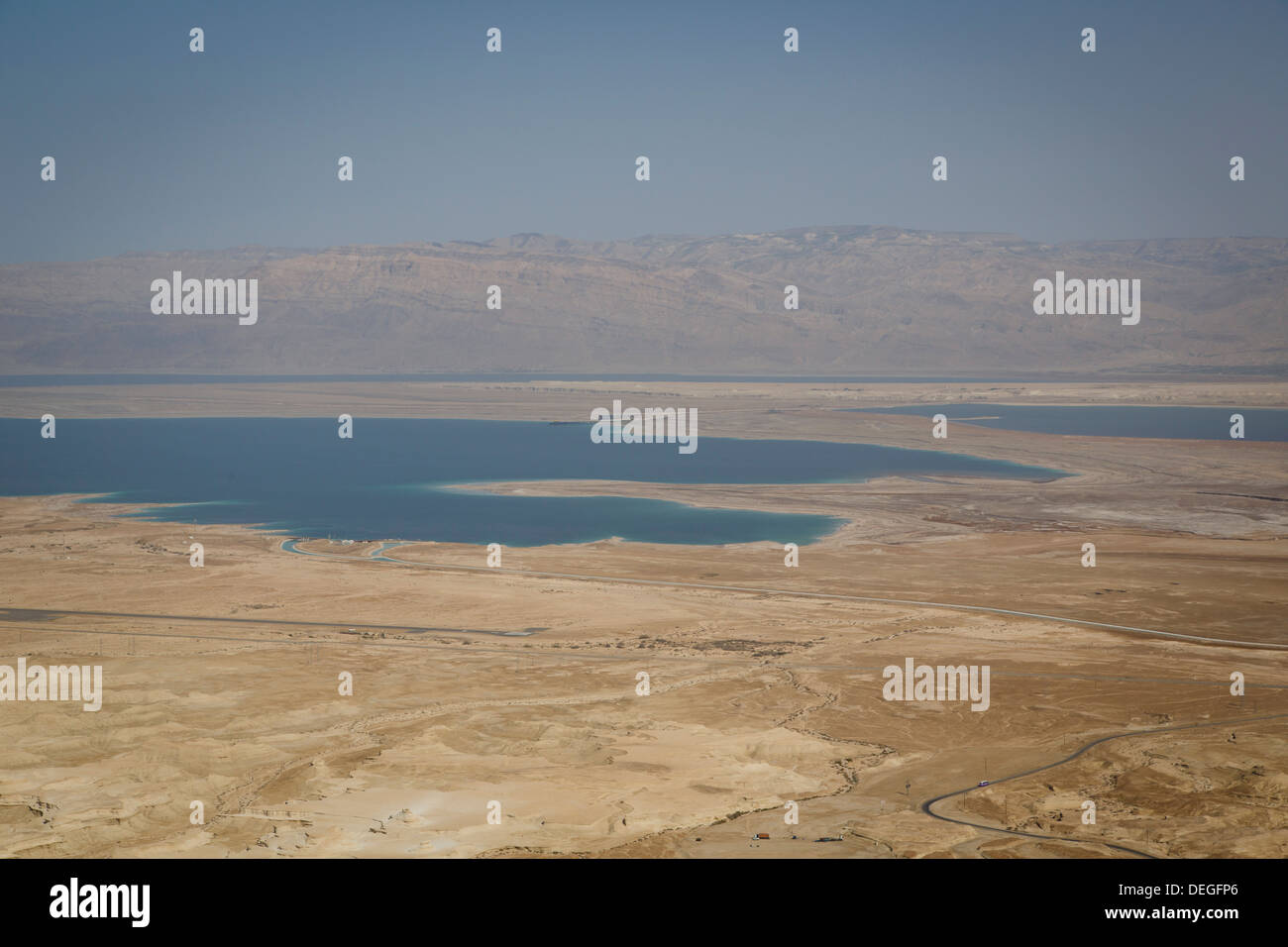 Blick über das Tote Meer von Masada Festung am Rande der Judäischen Wüste, Israel, Nahost Stockfoto