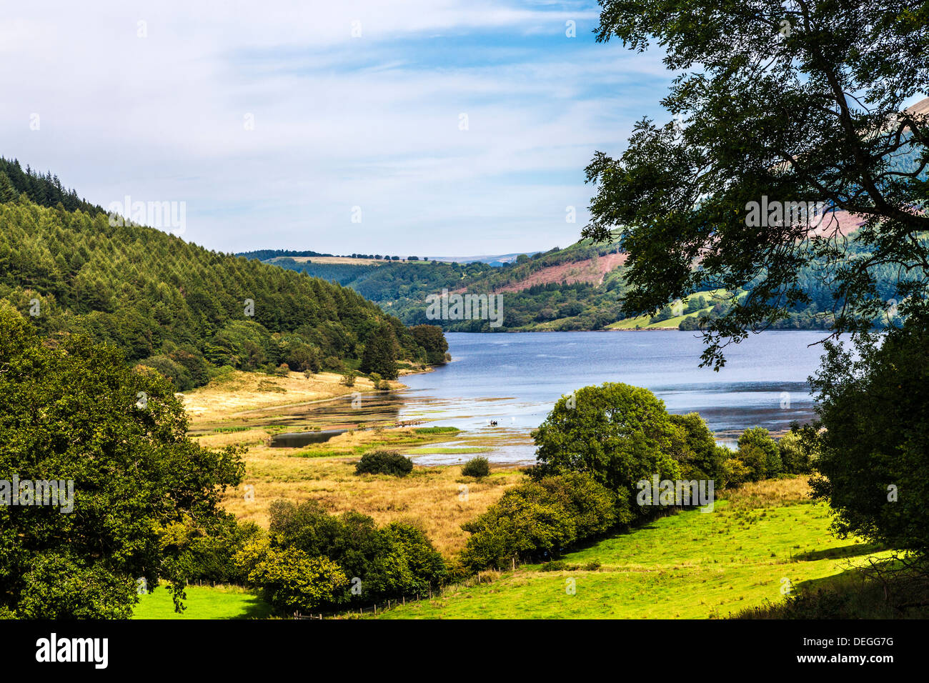 Blick über die Wanderungen Reservoir in Brecon Beacons, Wales, Großbritannien Stockfoto