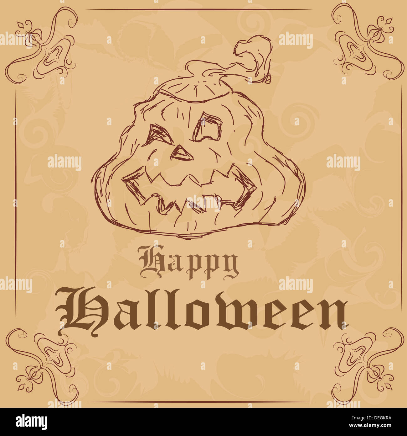 Halloween-Illustration mit Kürbissen für Banner oder Einladung Karten Stockfoto