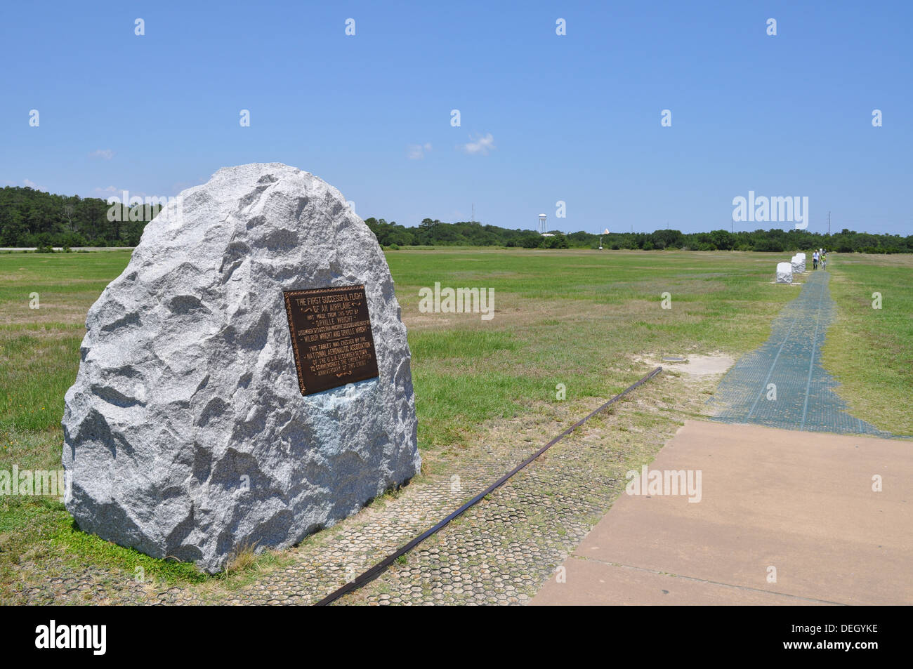 Ersten Flug Boulder markieren, wo die Gebrüder Wright Flugzeug Erstflug abhob. Stockfoto