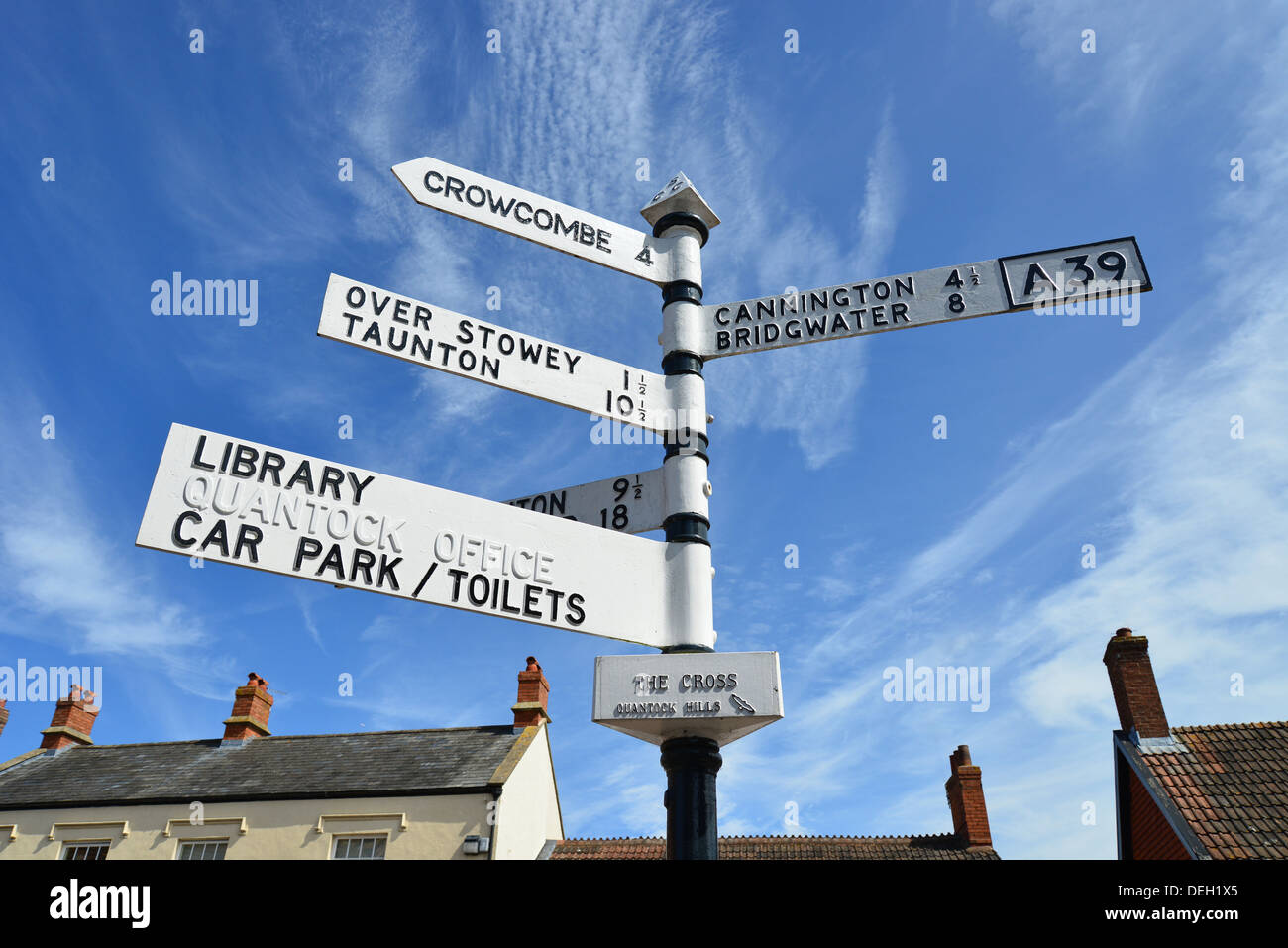 Vintage Schild post, St Mary Street, Nether Stowey, Somerset, England, Vereinigtes Königreich Stockfoto