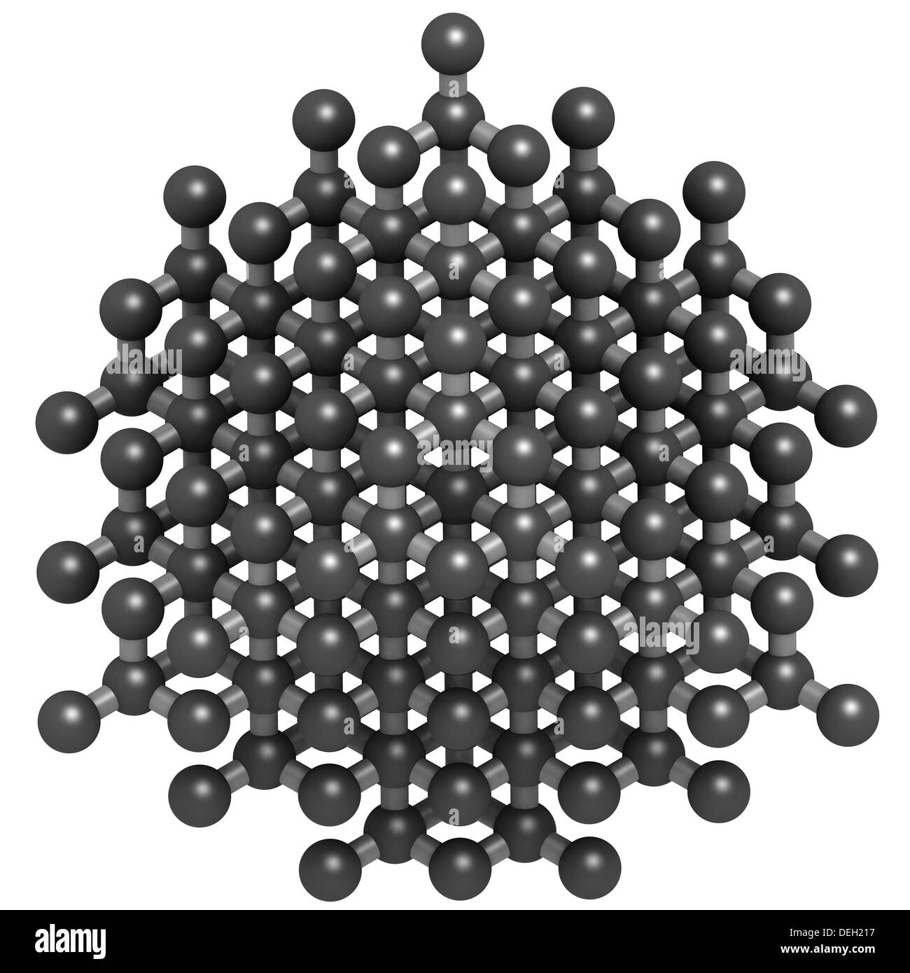 Diamant-Kristall-Struktur. Atome sind als Kugeln mit konventionellen  Farbcodierung vertreten: Kohlenstoff (grau Stockfotografie - Alamy