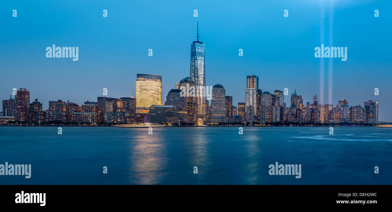 Tribute in Light, 2013 - ein 9/11 memorial Stockfoto