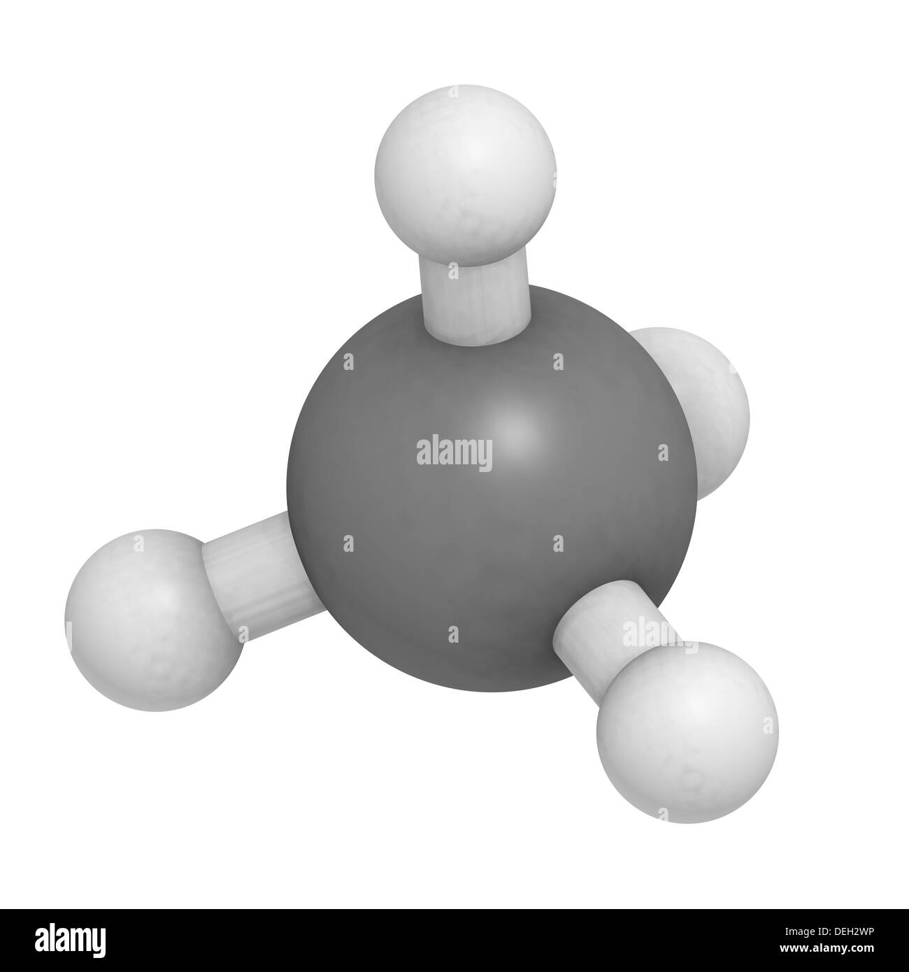 Methan (CH4) Gas Molekül, chemische Struktur. Hauptbestandteil von Erdgas.  Atome werden als Kugeln dargestellt Stockfotografie - Alamy