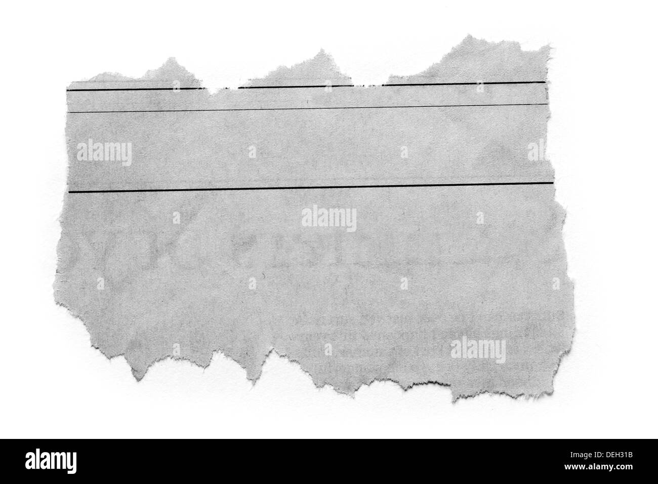 Stück zerrissenes Papier auf einfarbigen Hintergrund. Textfreiraum Stockfoto
