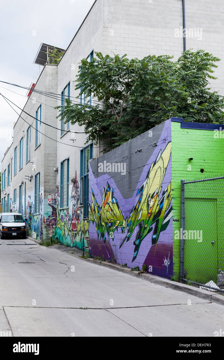 Farbenfrohe Straßenkunst in einer Gasse in Toronto Stockfoto