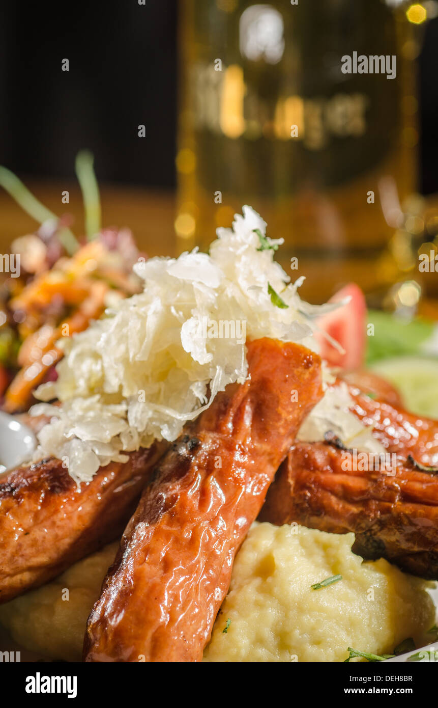Bangers & Maische Stockfoto