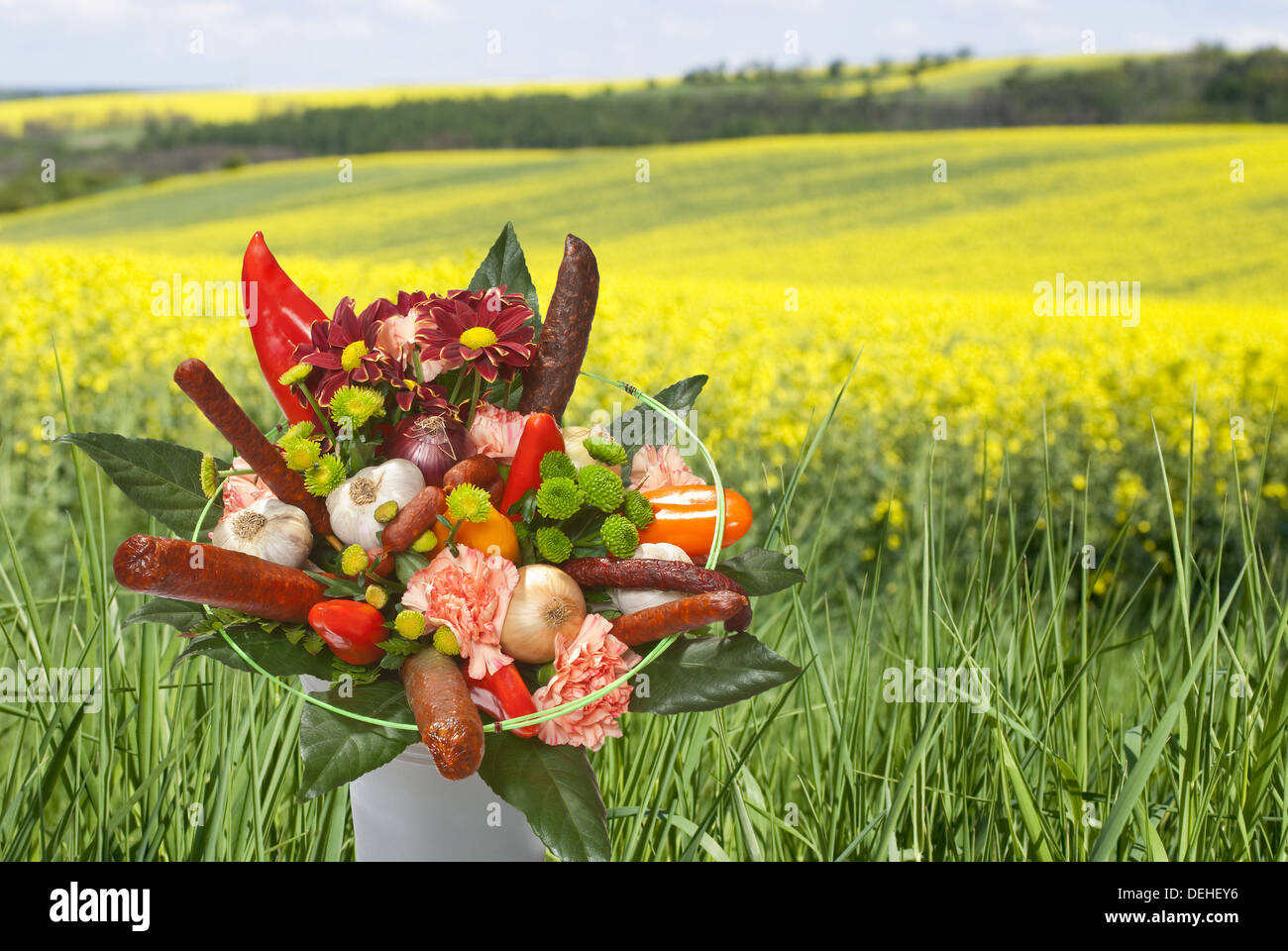 Bouquet mit Würstchen Stockfoto
