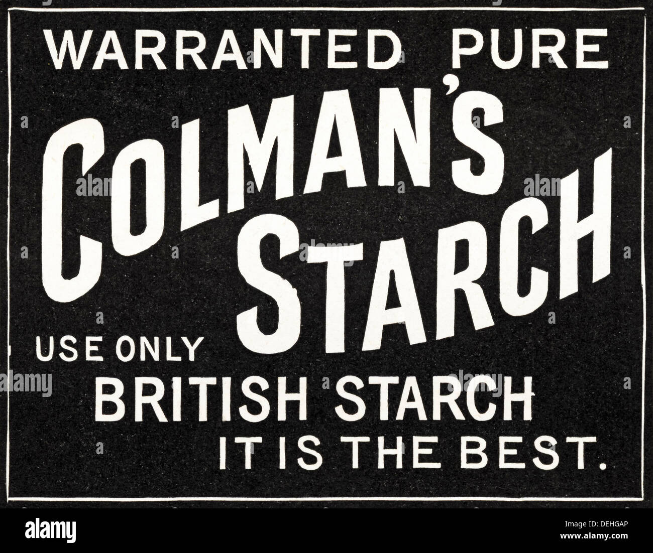 Original der 1890er Jahre Vintage Victorian Werbung Werbung COLMAN Stärke, Anzeige ca. 1898 Stockfoto