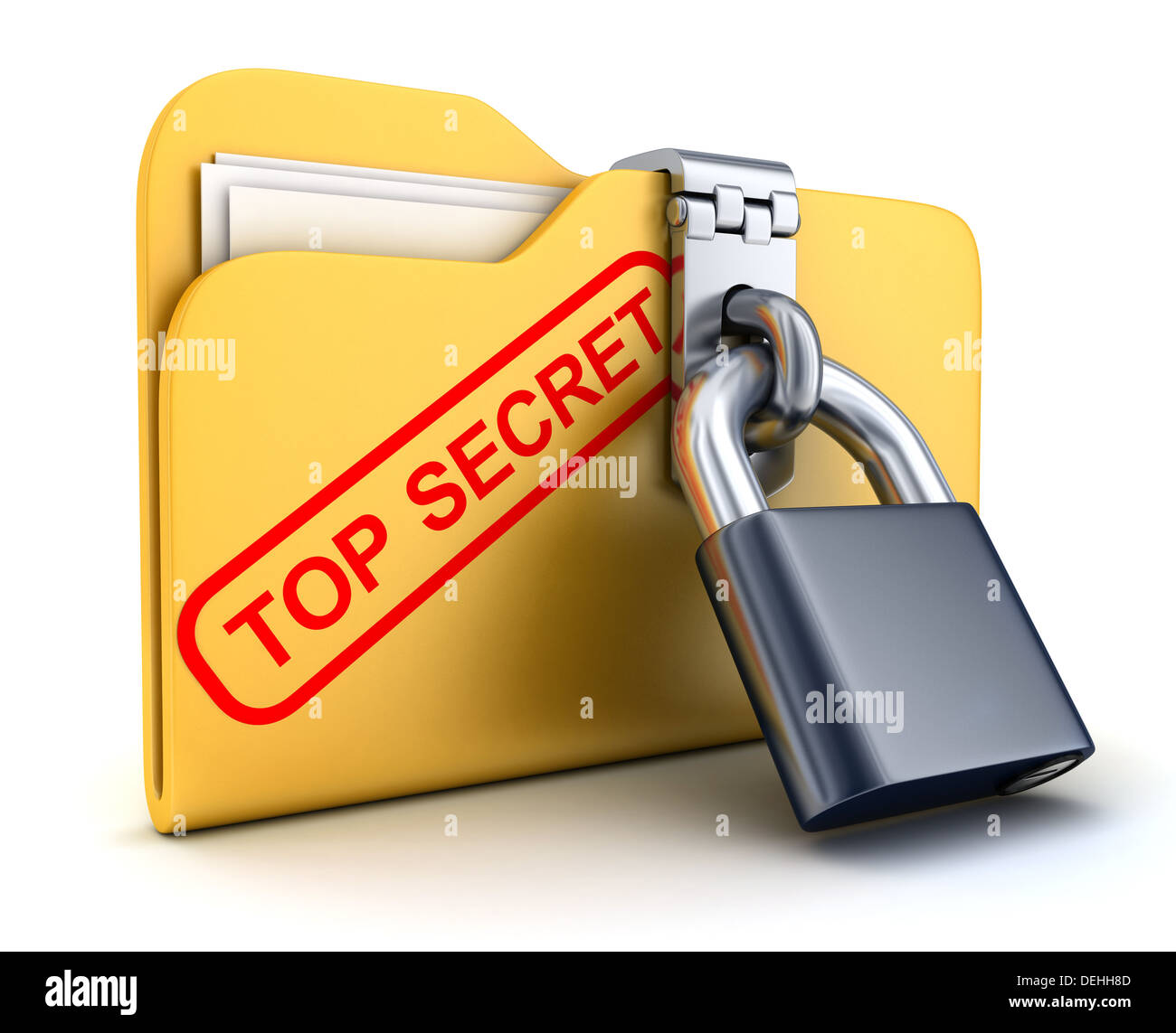 Datei streng geheim und Lock (durchgeführt in 3d) Stockfoto