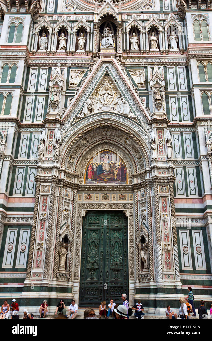 Fassade der Kathedrale, Dom Santa Maria Del Fiore, Florenz, Toskana, Italien Stockfoto