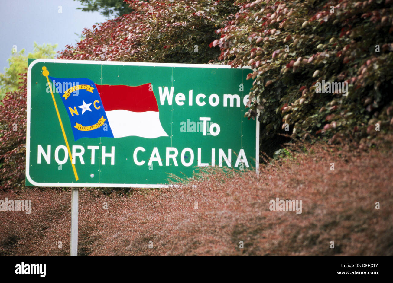 To North Carolina Sign Usa Stockfotos & To North