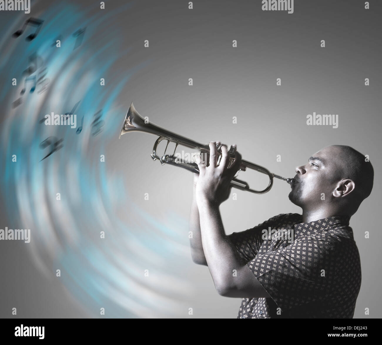 Man spielt Trompete Musizieren Stockfoto