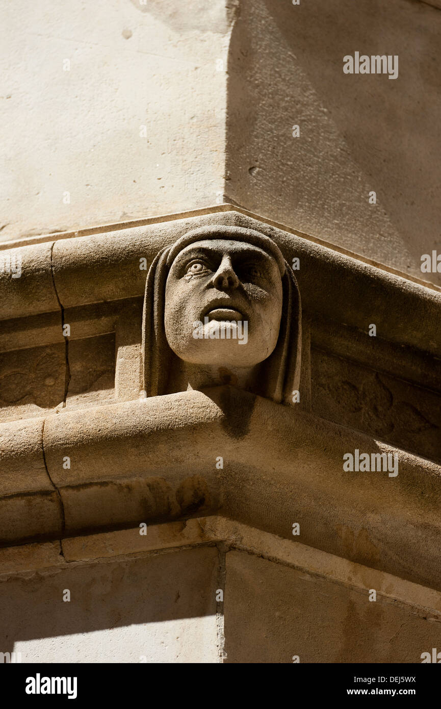 Hochrelief von Gesicht, "Katedrala Sv. Gjakove" (St. James Cathedral), Stadt Sibenik, Region Dalmatien, Kroatien, Europa. Stockfoto