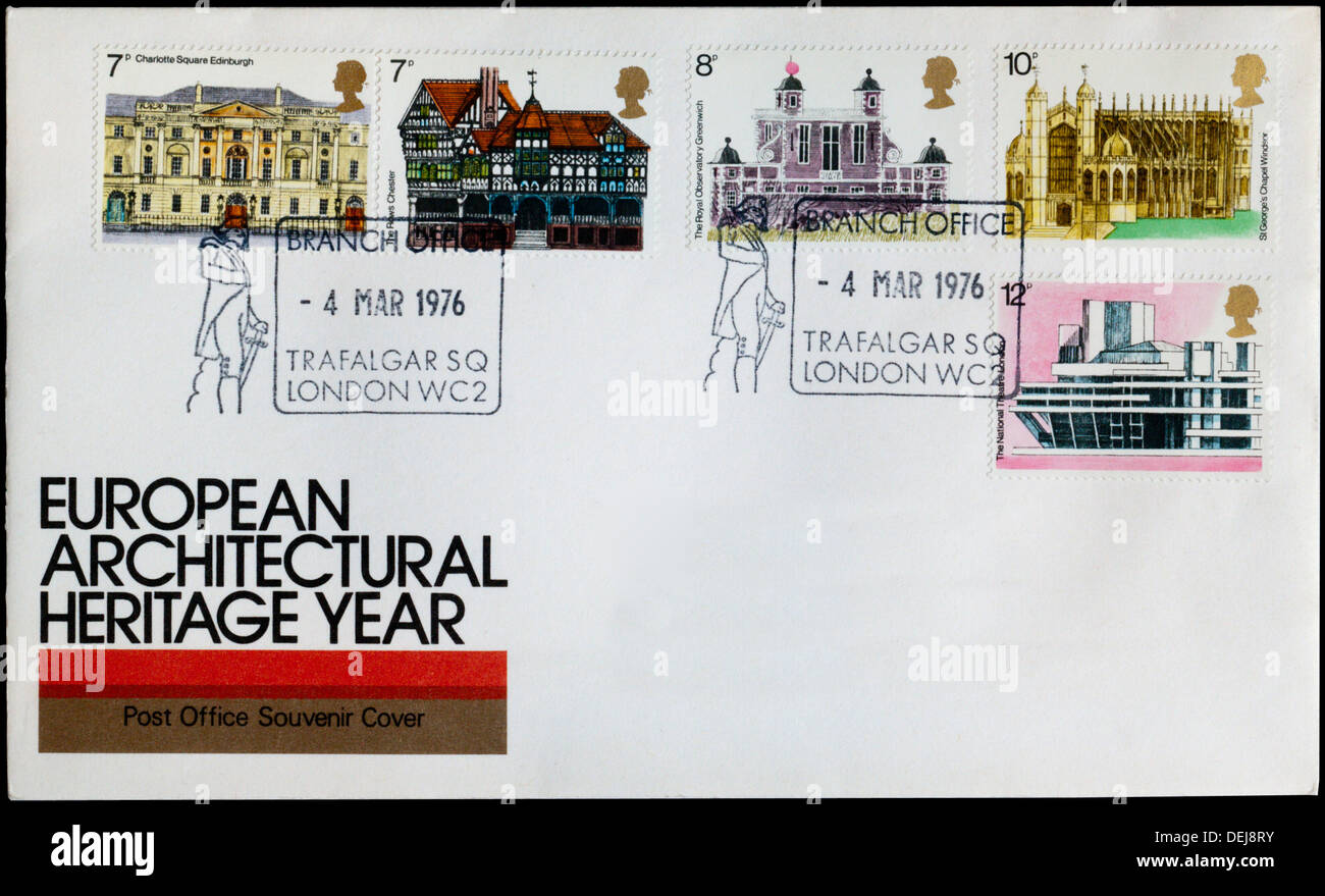 Postamt Souvenir decken europäischen architektonischen Erbes Jahr feiern. Stockfoto