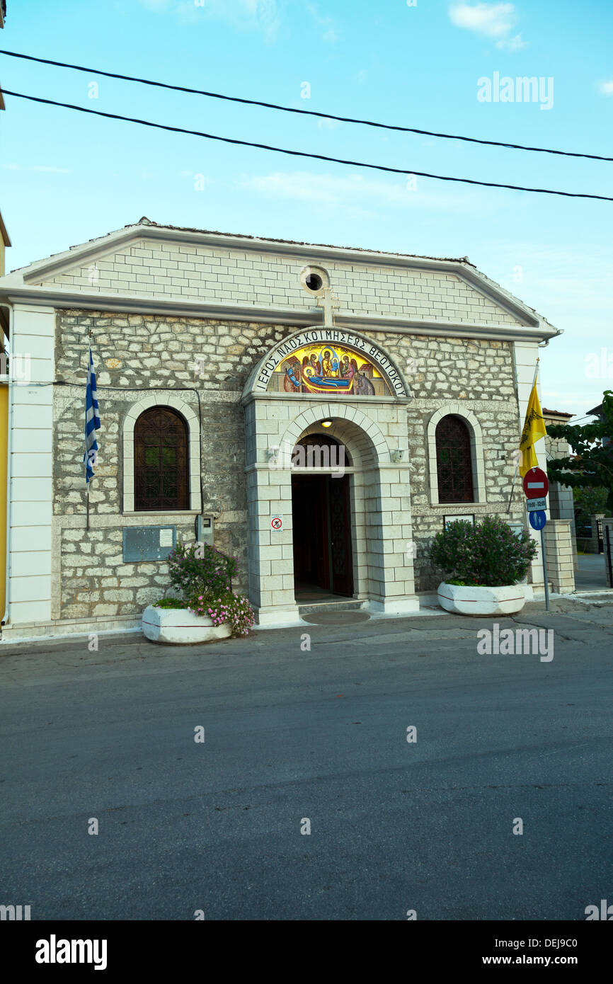 Nydri Nidri Kirche vorne außen Fassade außen Lefkas Lefkada Griechisch Insel Griechenland Stockfoto