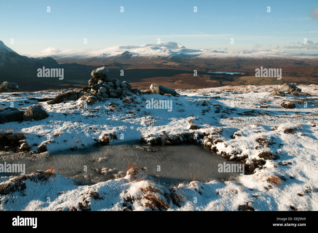 Ben Hope von Cnoc Craggie, in der Nähe von Zunge, Sutherland, Schottland, UK. Stockfoto