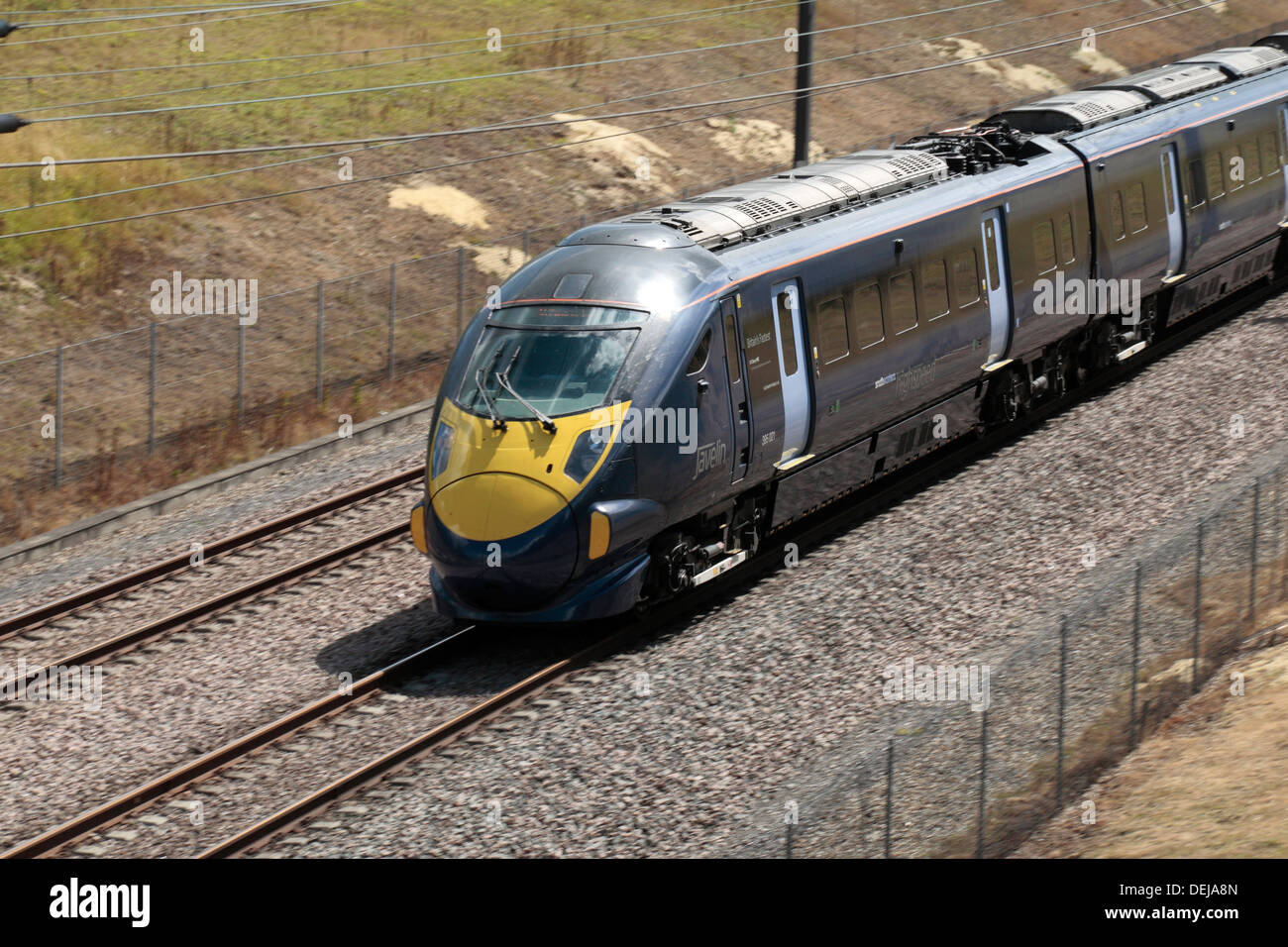 Ein Speer High Speed One (HS1) Zug Reise durch Kent, UK. Stockfoto