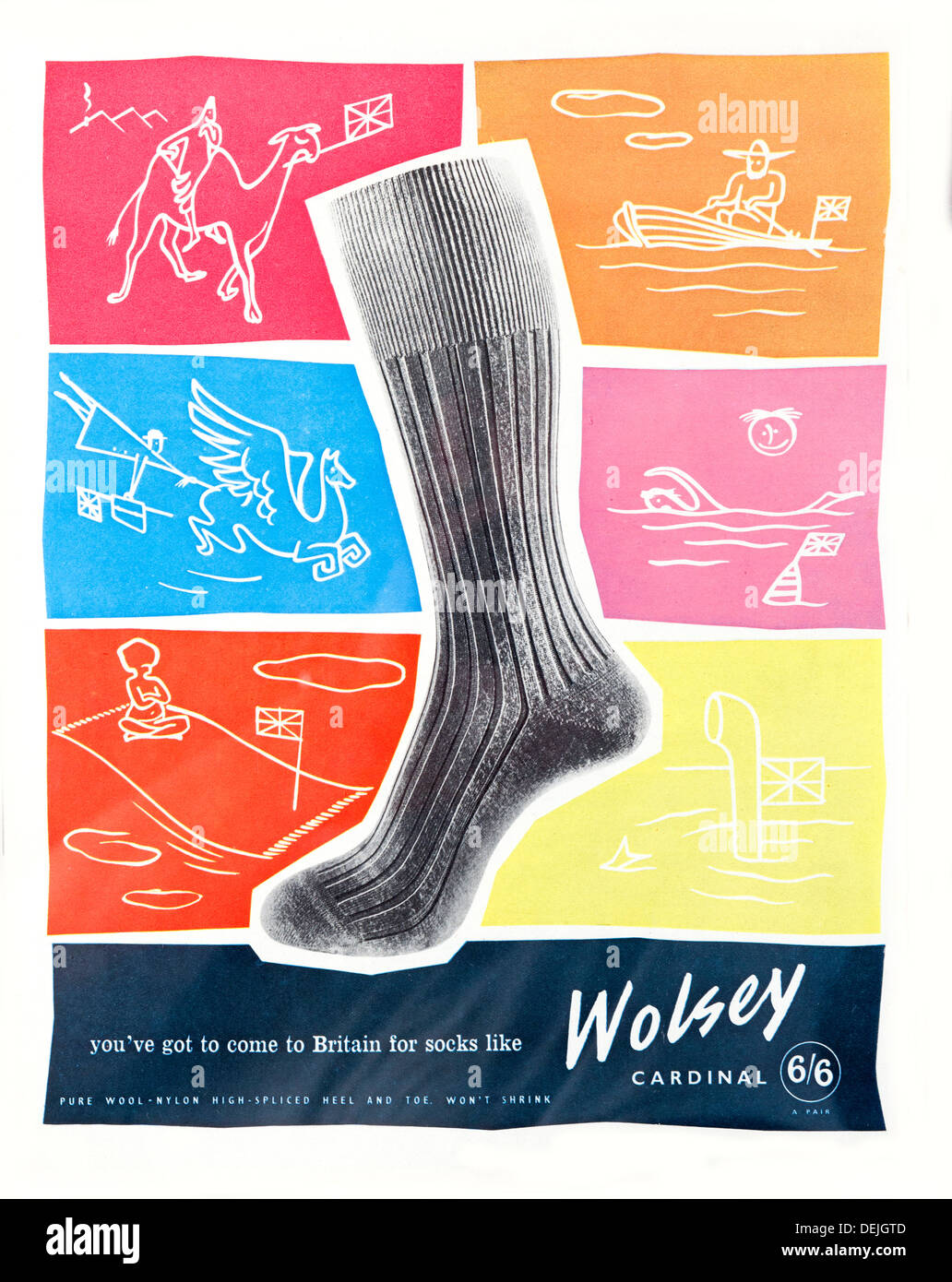 1953 Socken Wolsey Anzeige Stockfoto