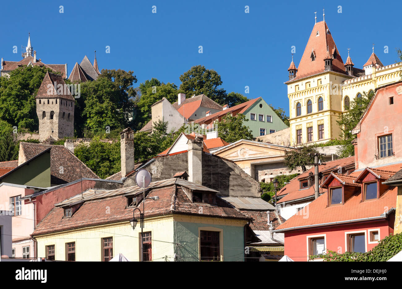 Sighisoara.One der am besten erhaltenen bewohnte Burg in Europa, mit einer authentischen mittelalterlichen Architektur. In Osteuropa. Stockfoto