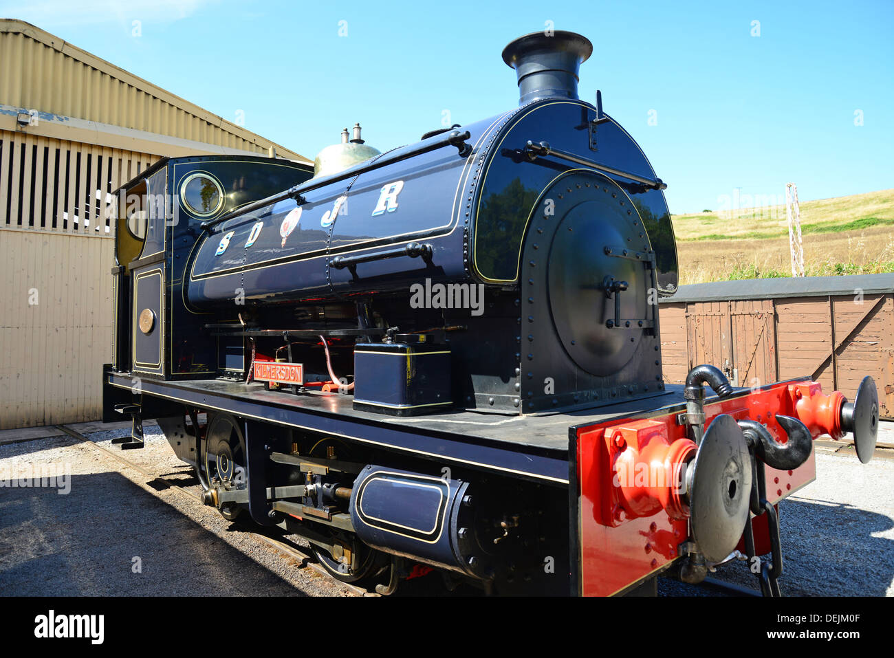 Peckett Sattel Tenderlok in Somerset und Dorset Eisenbahnmuseum, Washford Station, Washford, Somerset, England, Vereinigtes Königreich Stockfoto