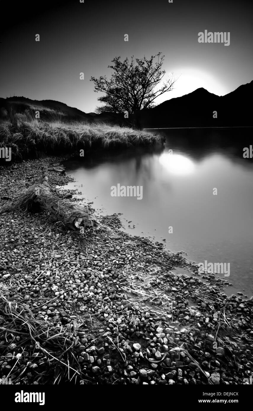 Landschaft bei Sonnenuntergang am Llyn Gwynant North Wales UK Stockfoto