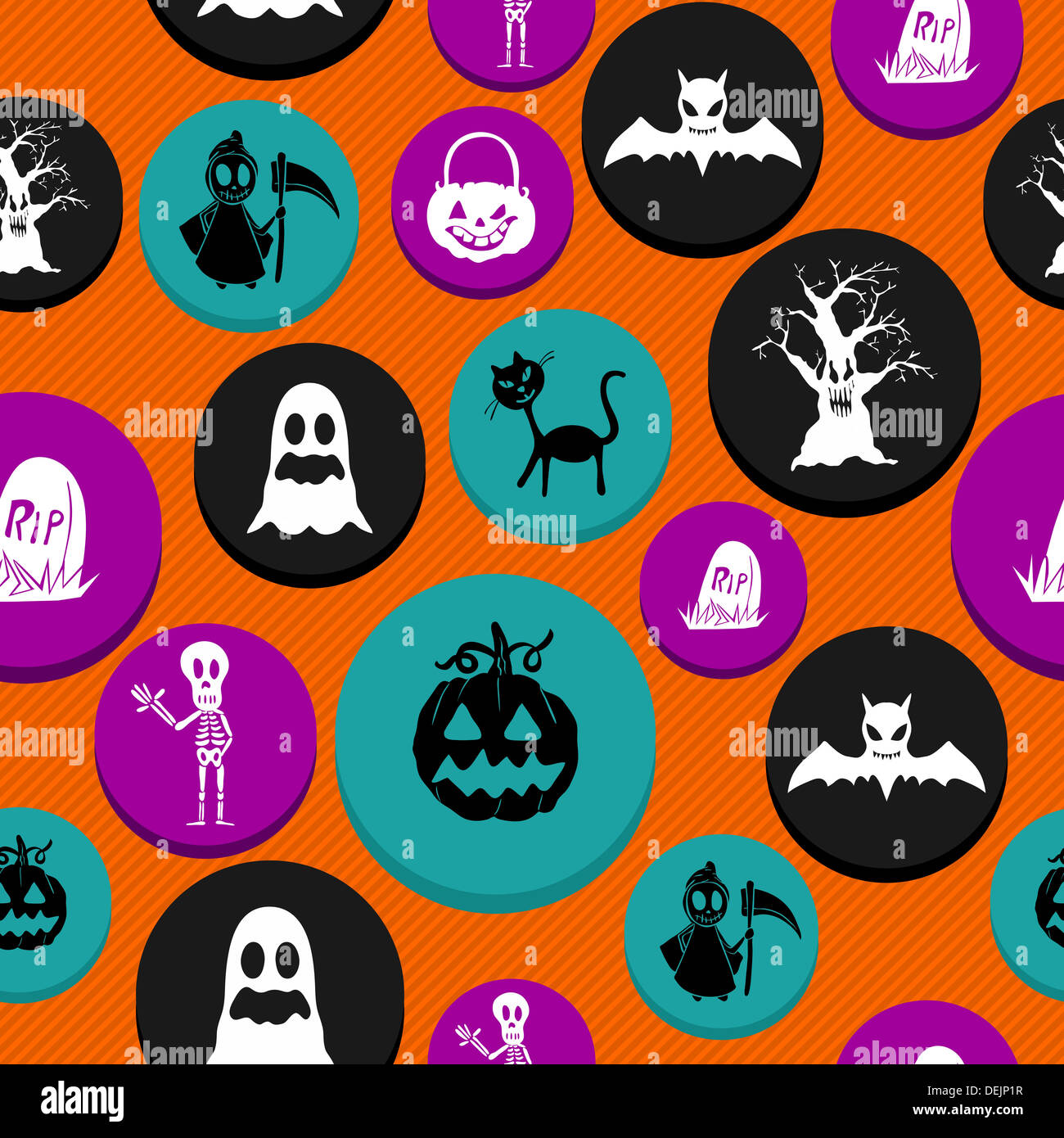 Bunte Halloween Elemente Musterdesign Hintergrund. EPS10 Vektor-Datei organisiert in Schichten für die einfache Bearbeitung. Stockfoto