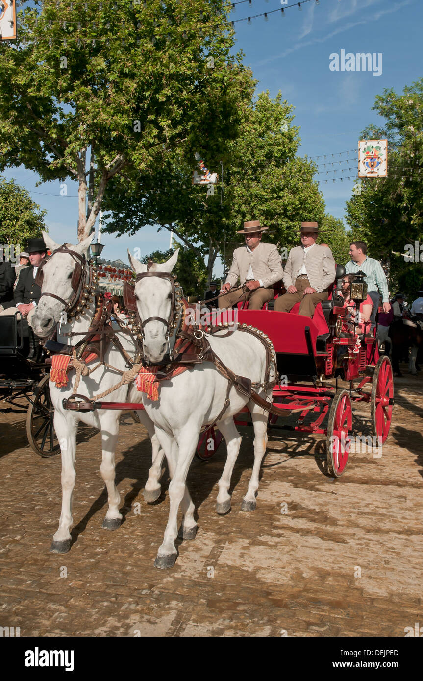 April Fair, Pferdekutsche, Sevilla, Region von Andalusien, Spanien, Europa Stockfoto