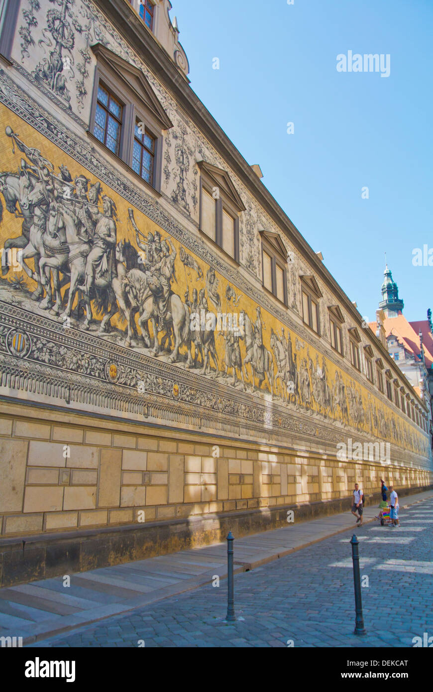 Fürstenzug Fürstenzug Malerei in Augustusstrasse Altstadt Altstadt Dresden Deutschland Mitteleuropa Stockfoto