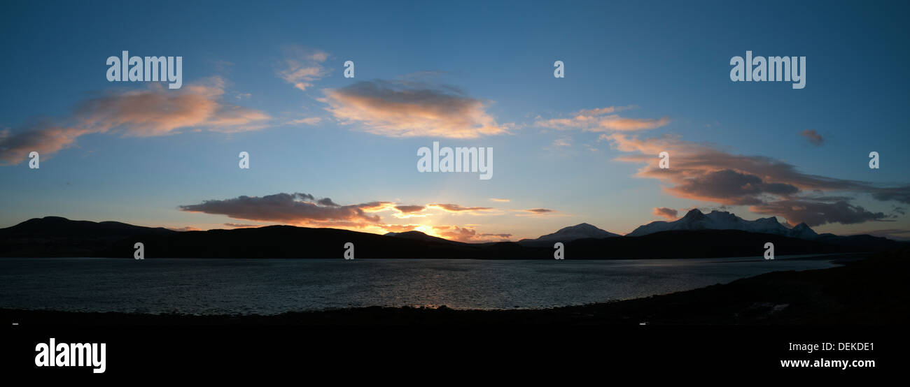 Sonnenaufgang über Ben Loyal und Kyle von Zunge, Sutherland, Schottland, UK Stockfoto