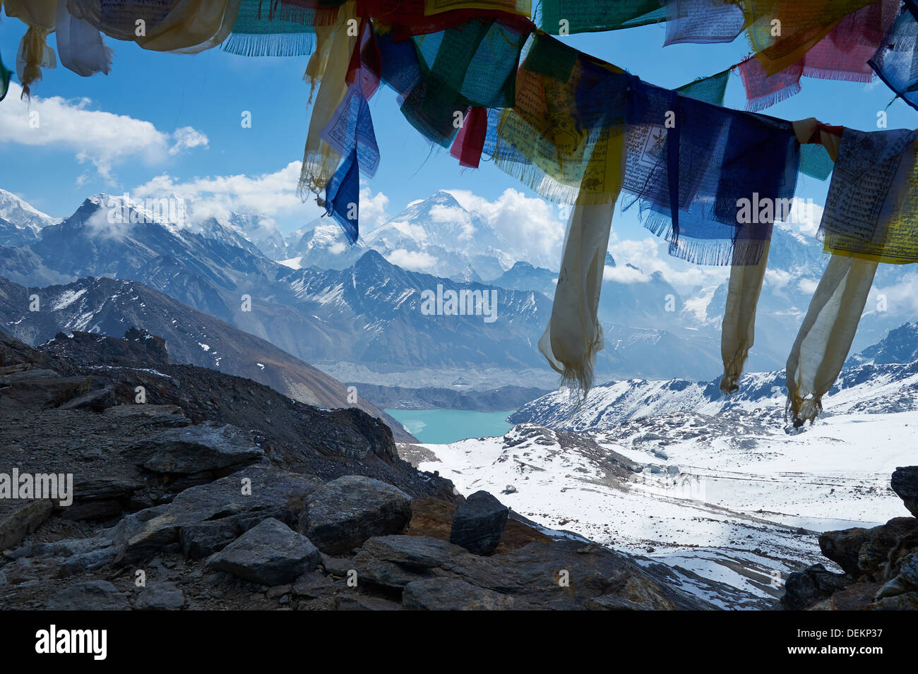 Blick vom Renjo La pass, 5360m, Himalaya-Palette, Everest Mittel-, Nepal, Blick in Richtung Gokyo Stockfoto