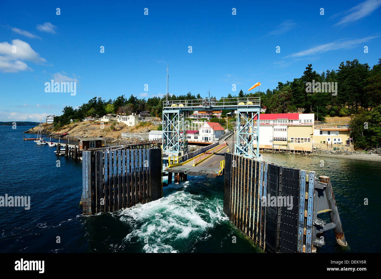 Fähre Boot Eingang auf Orcas Island, Washington, Vereinigte Staaten Stockfoto