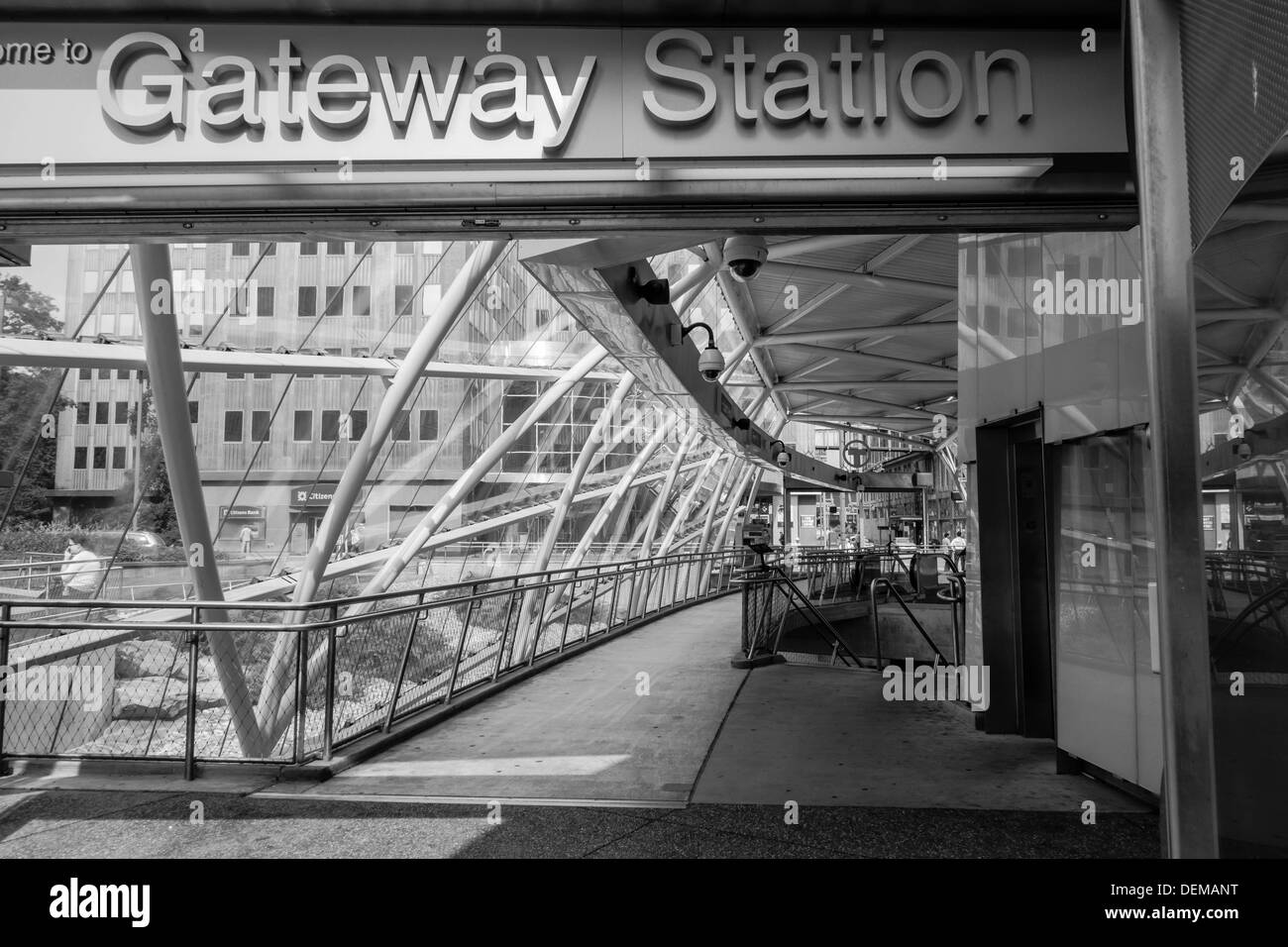 Glas und gewölbte Mass transit Station Gateway Center, Innenstadt von Pittsburgh, Pennsylvania Stockfoto