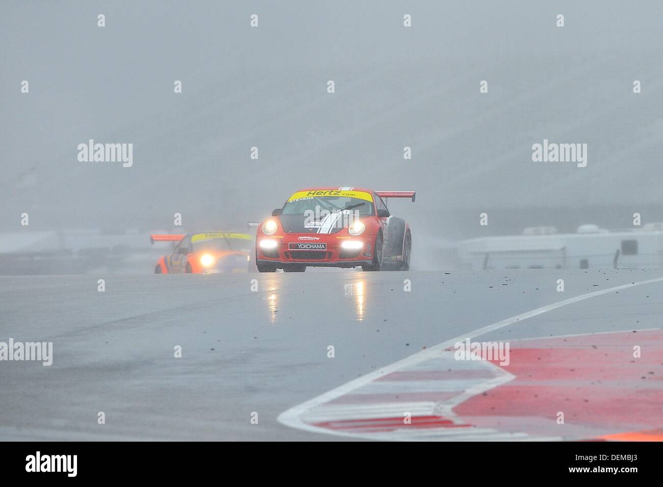 Austin, TX, USA. 20. September 2013. 20. September 2013. Billy Stevens von Topp Racing fahren Porsche 997 2012 während der IMSA GT3 Cup Challenge Rennen 1 am International Sports Car Wochenende, Circuit of the Americas in Austin, TX. Bildnachweis: Csm/Alamy Live-Nachrichten Stockfoto