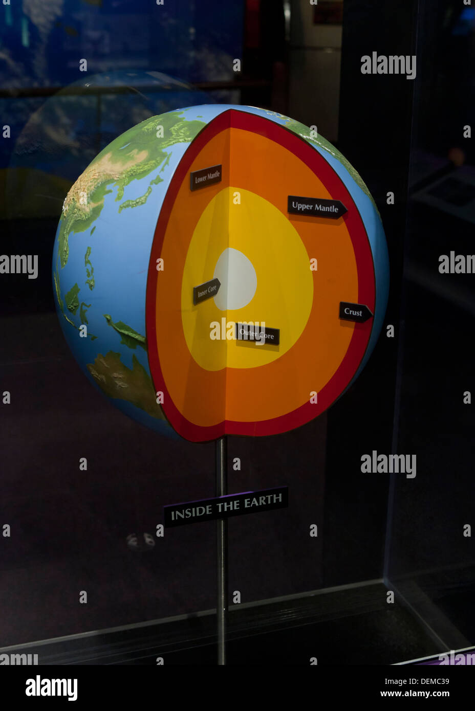 Schichten der Erde Cutaway anzeigen im Science museum Stockfoto