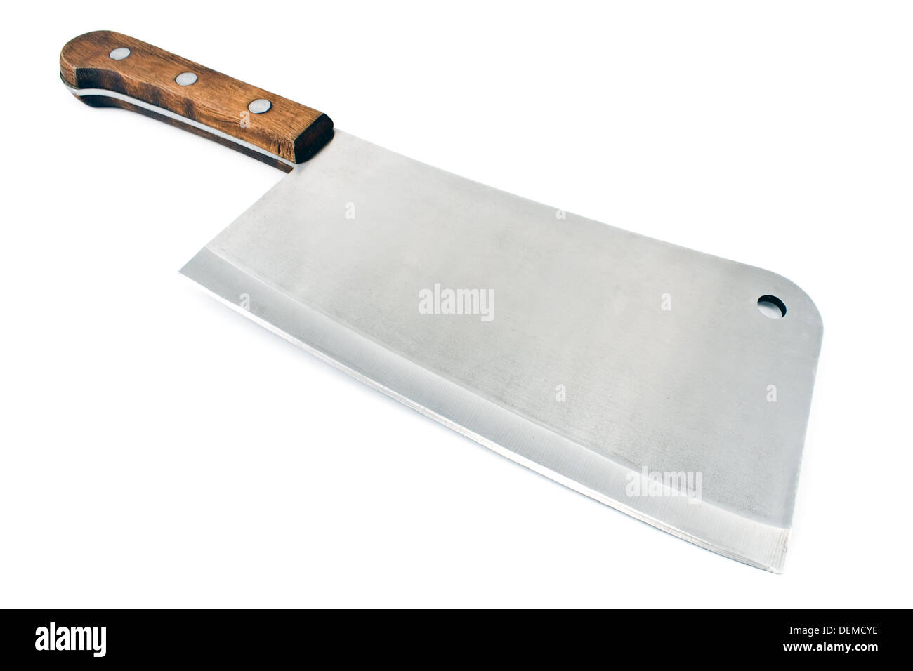 Fleisch-Hackmesser-Messer isoliert auf weißem Hintergrund Stockfoto