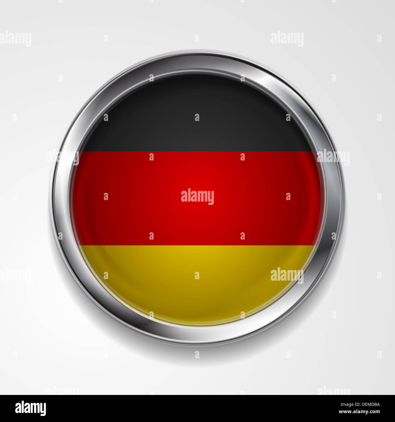 Abstrakte Knopf mit stilvollen Metallrahmen. Deutsche Flagge. 10 EPS-Vektor-Hintergrund Stockfoto