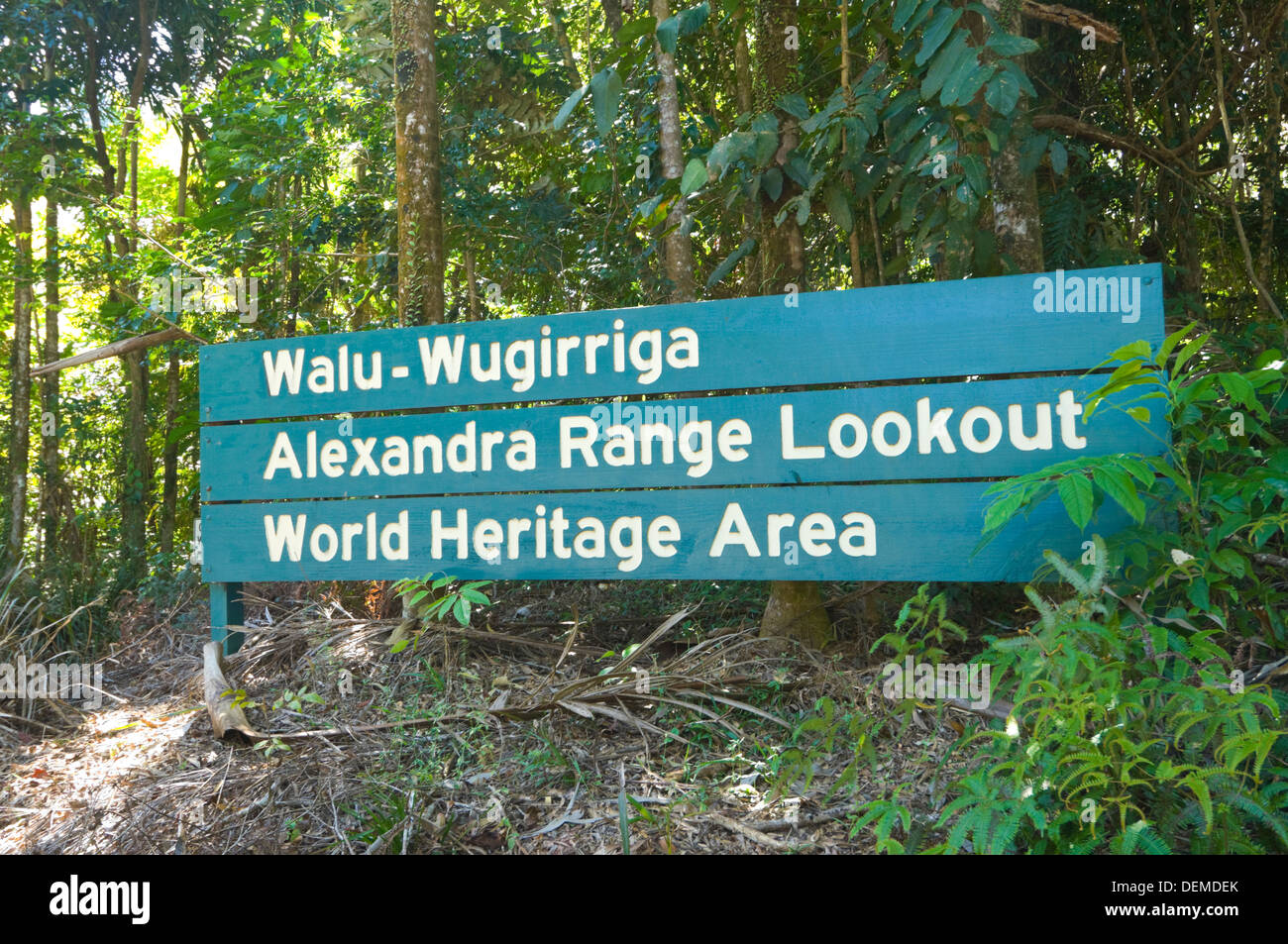 Alexandra Range Lookout Zeichen, Norden von Queensland, Australien Stockfoto