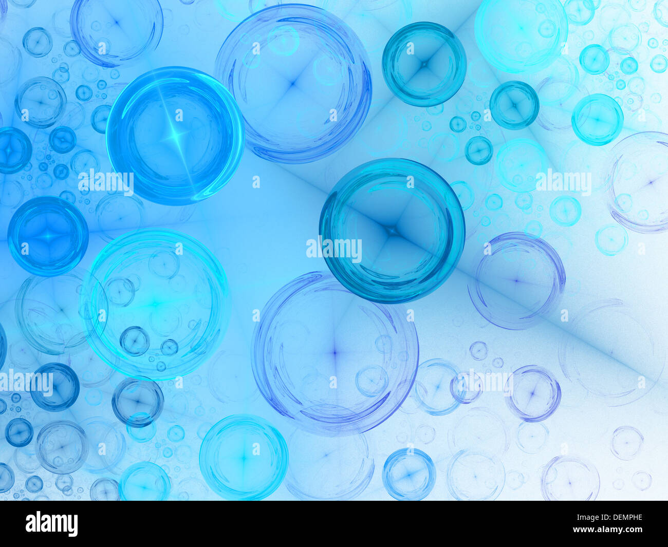 Computer-generierte Fraktale Darstellung der blaue Kreise Stockfoto