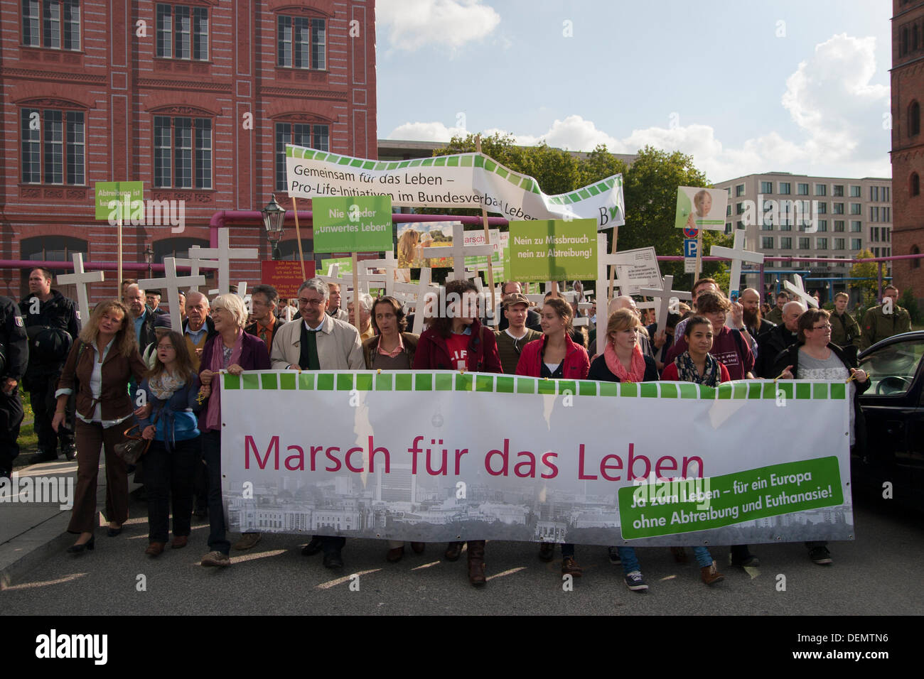 Berlin, Deutschland. 21. September 2013. Marsch für das Leben ist eine jährliche Demonstration gegen Abtreibung. Stockfoto