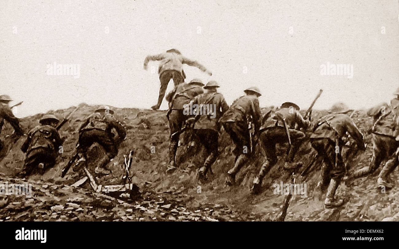 Über der Oberseite - trench Warfare während WW1 Stockfoto