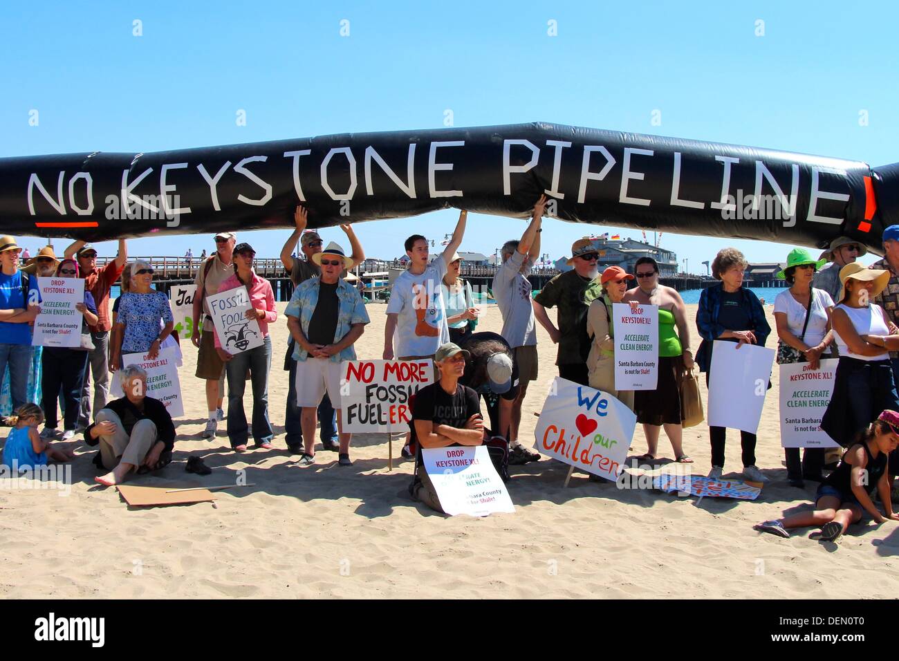 Keystone Öl-Pipeline Protest in Santa Barbara, Kalifornien Stockfoto