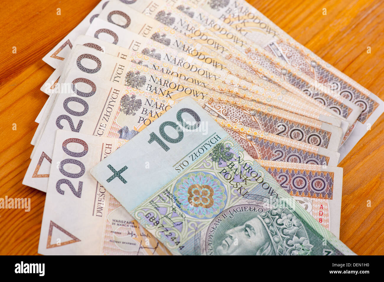 zwei und hundert Polnische Złoty-Banknoten Stockfoto